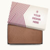 1lb engraved chocolate bar in luxury packaging featuring a customizable Your Design Here chocolate design