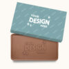 Giant 2lb engraved chocolate bar with luxury custom packaging featuring a customizable Your Design Here chocolate design