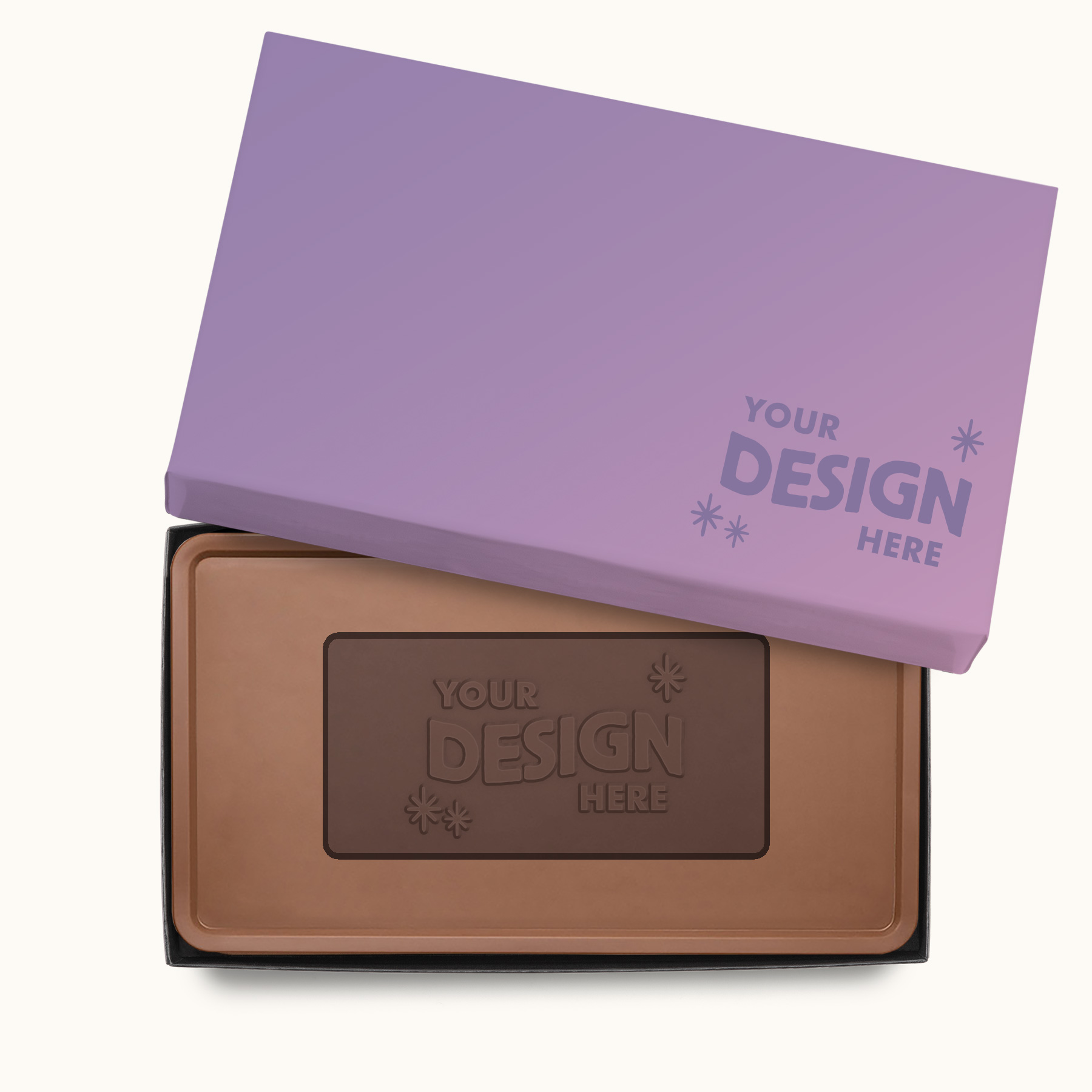 Epic 1lb engraved combo chocolate bar in luxury packaging featuring a customizable Your Design Here chocolate design