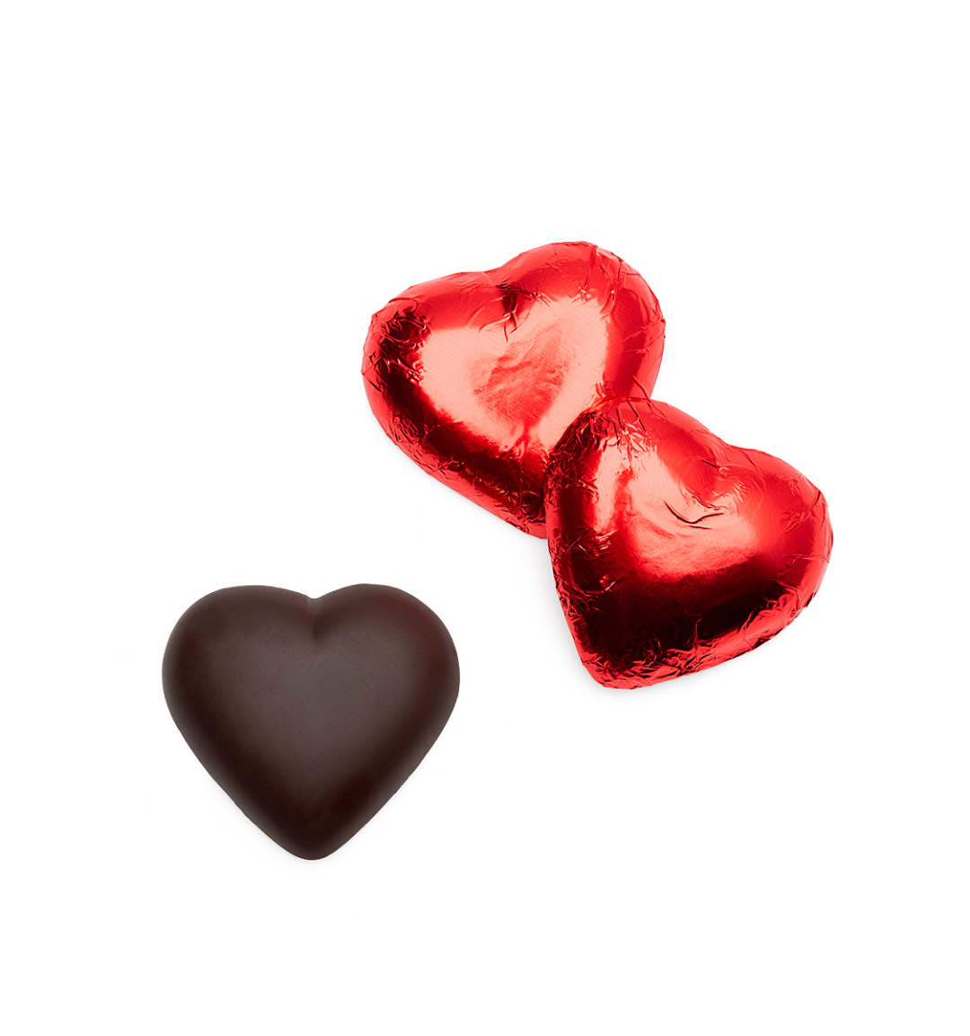 Red Foiled Hearts Belgian Dark Chocolate Case Of 50 Totally Chocolate
