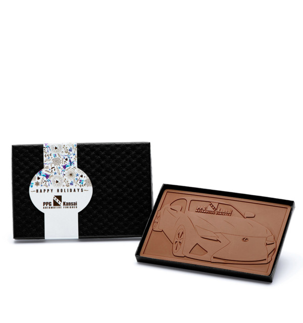 Custom petite 4x6 bar engraved belgian chocolate with logo