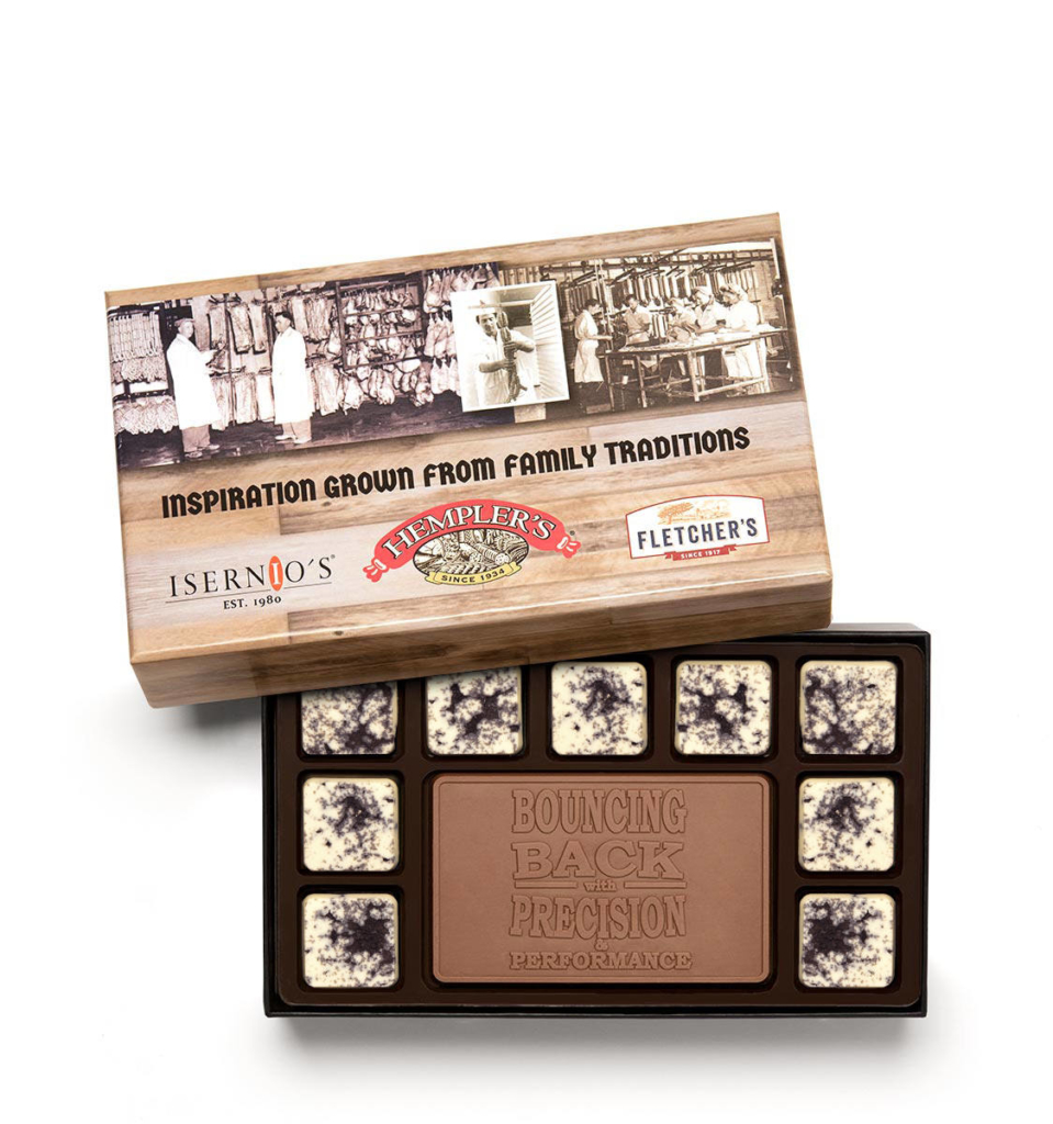 Fully custom box of chocolates ensemble with custom image lid