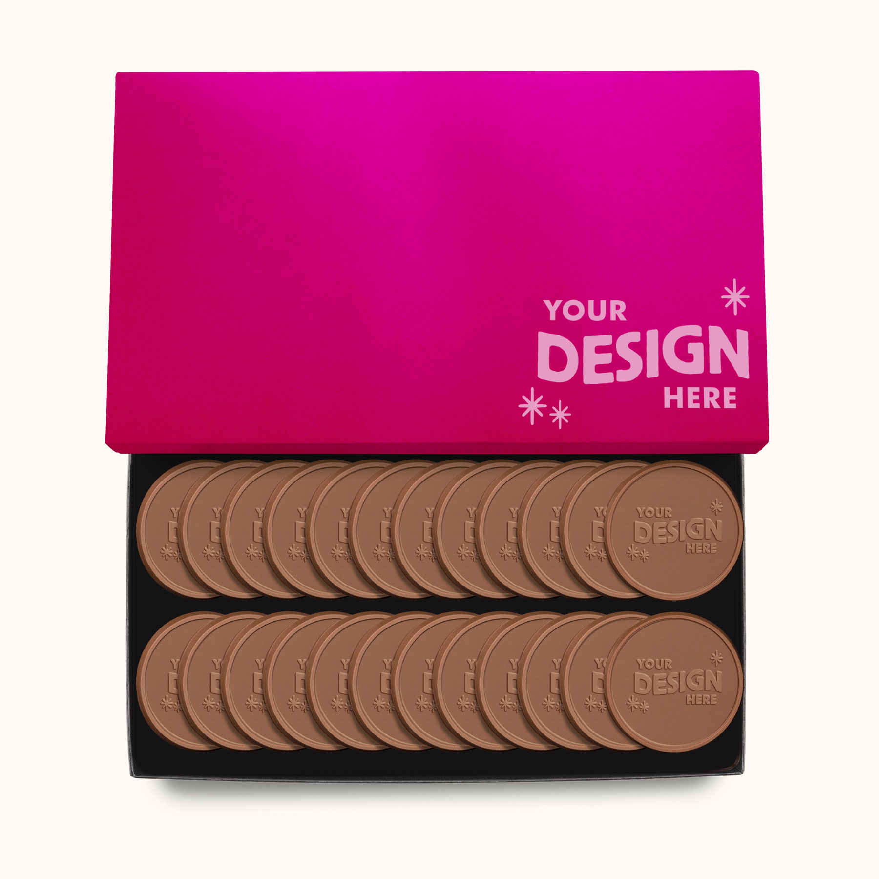 24-piece ultimate chocolate cookie gift set in classic packaging featuring a customizable Your Design Here design