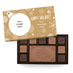 Engraved Premium Chocolate <br> Merry Christmas (Happy Holidays) <br> w/ Personalized Message & Photo <br> 19-Piece Ensemble (Milk & Dark Border) - Image 2