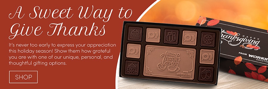 Thanksgiving CTA banner  with personalized chocolate squares