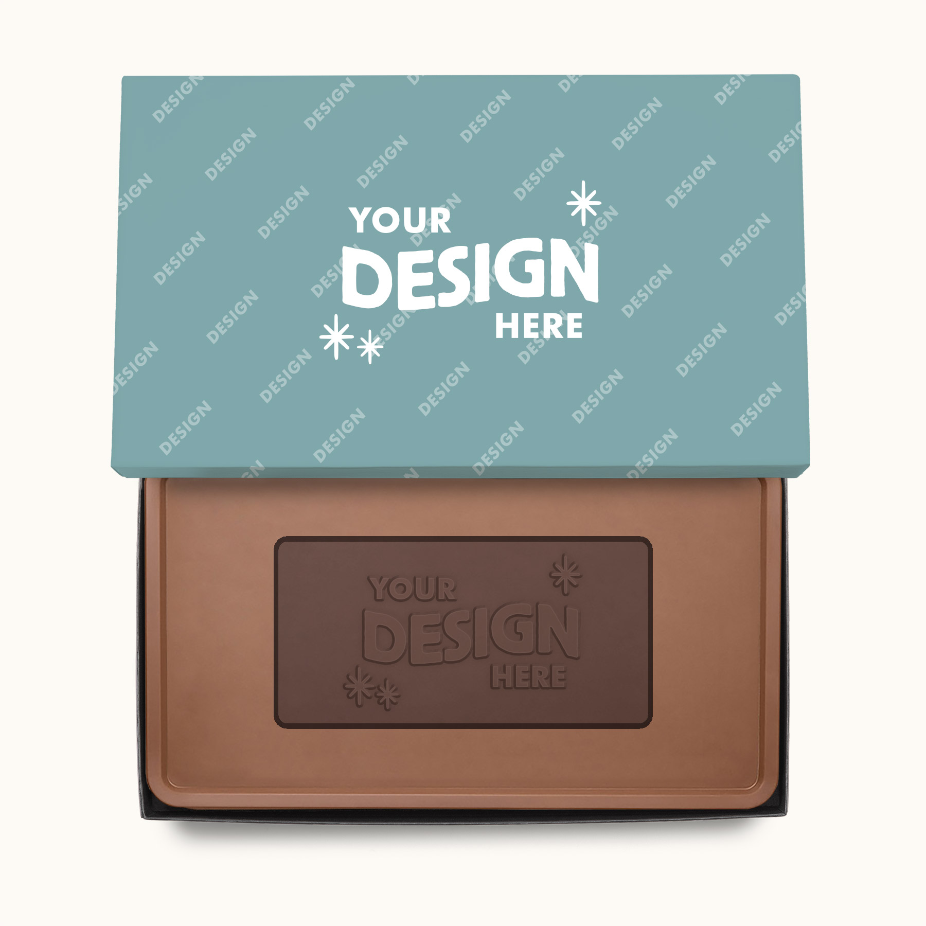 Epic 1lb engraved combo chocolate bar in classic packaging featuring a customizable Your Design Here chocolate design