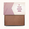 8oz engraved chocolate bar in luxury packaging featuring a customizable Your Design Here chocolate design