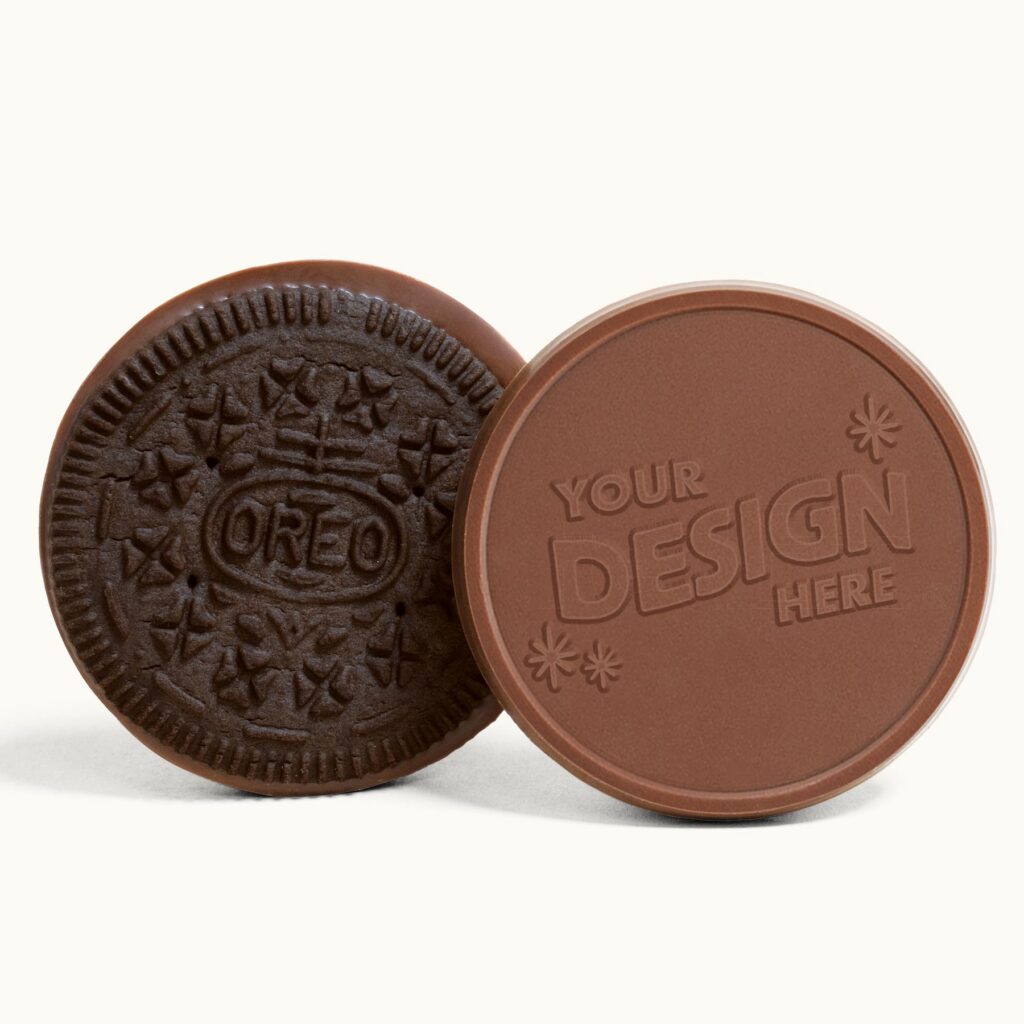 3.2" large OREO® cookie with engraved chocolate featuring “Your Design Here”