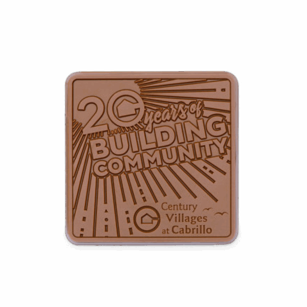 3"x3" Engraved Custom Chocolate Shape - Clear Packaging
