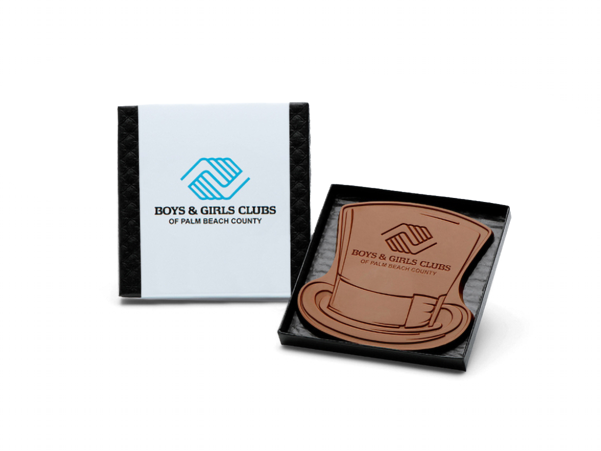 4"x4" Engraved Custom Chocolate Shape - Classic Packaging