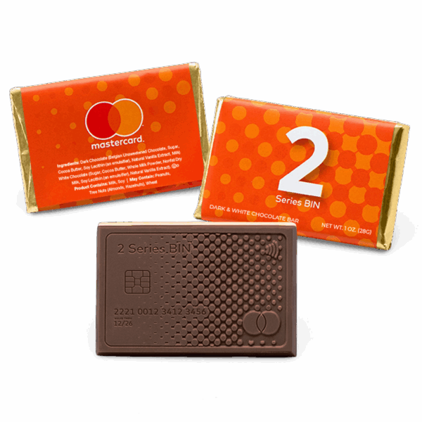 2"x3" Dark & White Engraved Chocolate Wrapper Bar - Extra Thick