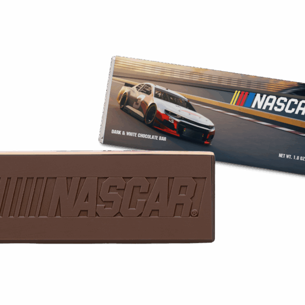 2"x5" Dark & White Engraved Chocolate Wrapper Bar - Extra Thick