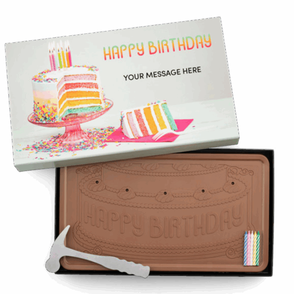 Giant 2lb. Chocolate Bar - Personalized Luxury Packaging - Happy Birthday
