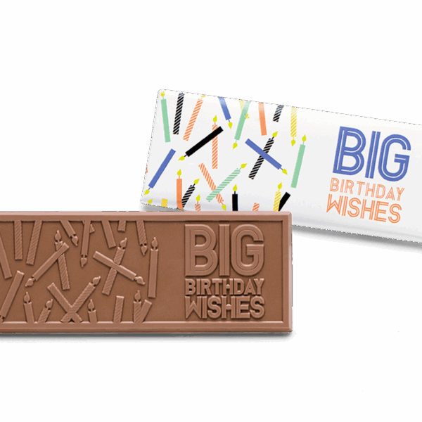 2"x5" Milk Chocolate Wrapper Bar - Birthday Wishes