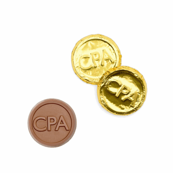 Premium Gold Foil-wrapped Milk Chocolate Coin - CPA - Case of 250