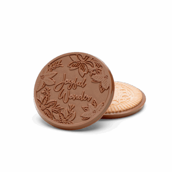 3.2" Large Milk Chocolate Sugar Cookie - Joyful - Case of 50
