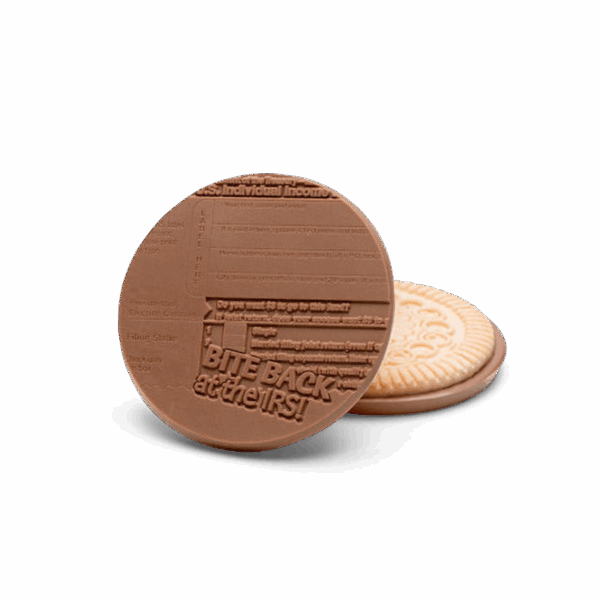 3.2" Large Milk Chocolate Sugar Cookie - Bite Back IRS - Case of 50