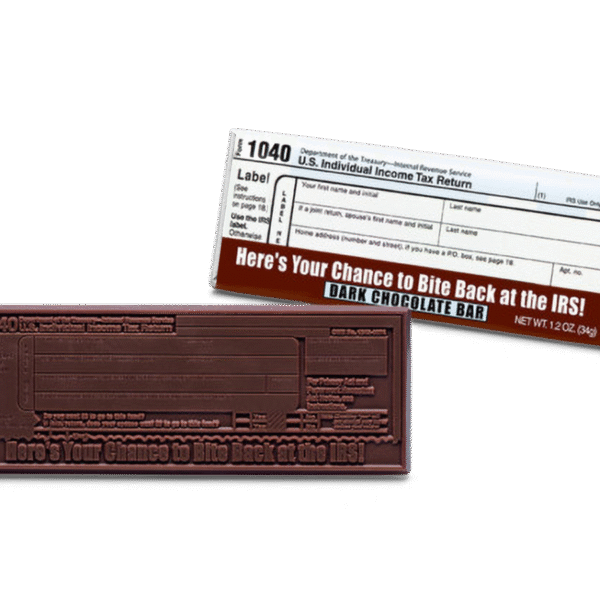 2"x5" Dark Chocolate Wrapper Bar - IRS 1040 - Case of 50