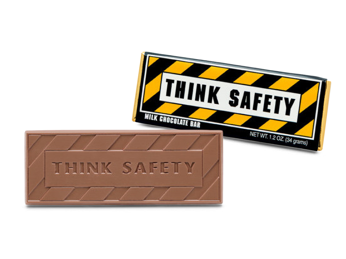 2"x5" Milk Chocolate Wrapper Bar - Think Safety - Case of 50