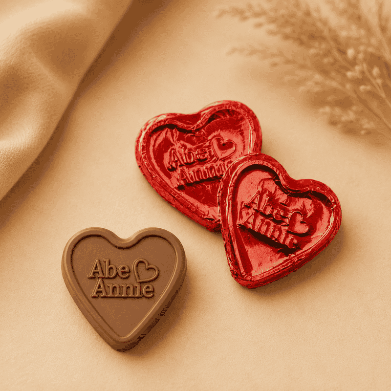 Custom heart-shaped chocolates with personalized engraving for appreciation gifts and special occasions