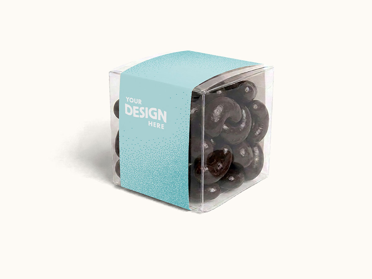 Custom-Sleeve Chocolate-Covered Nuts Cube - 8oz, Full Color Wrap - Image 2