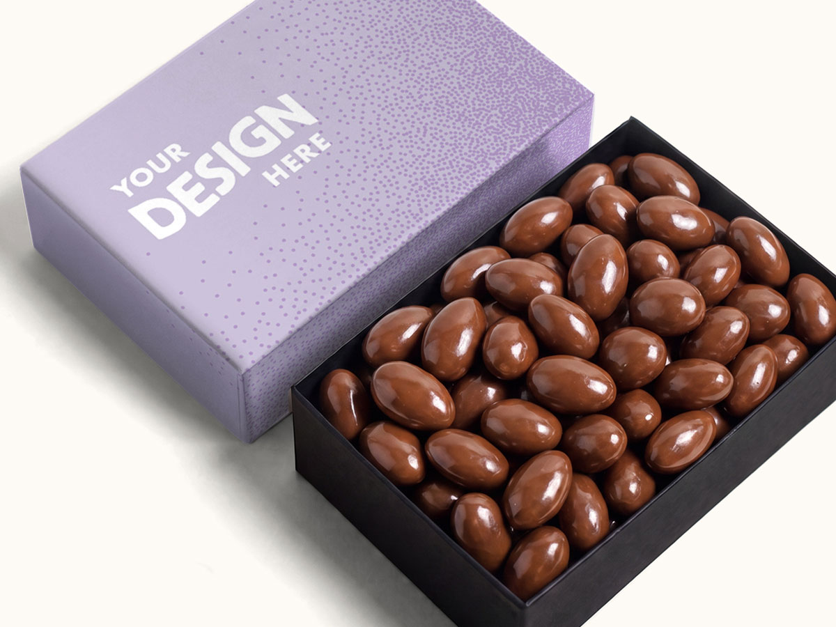 Custom-lid Chocolate-Covered Almonds Box with Your Design Here lid