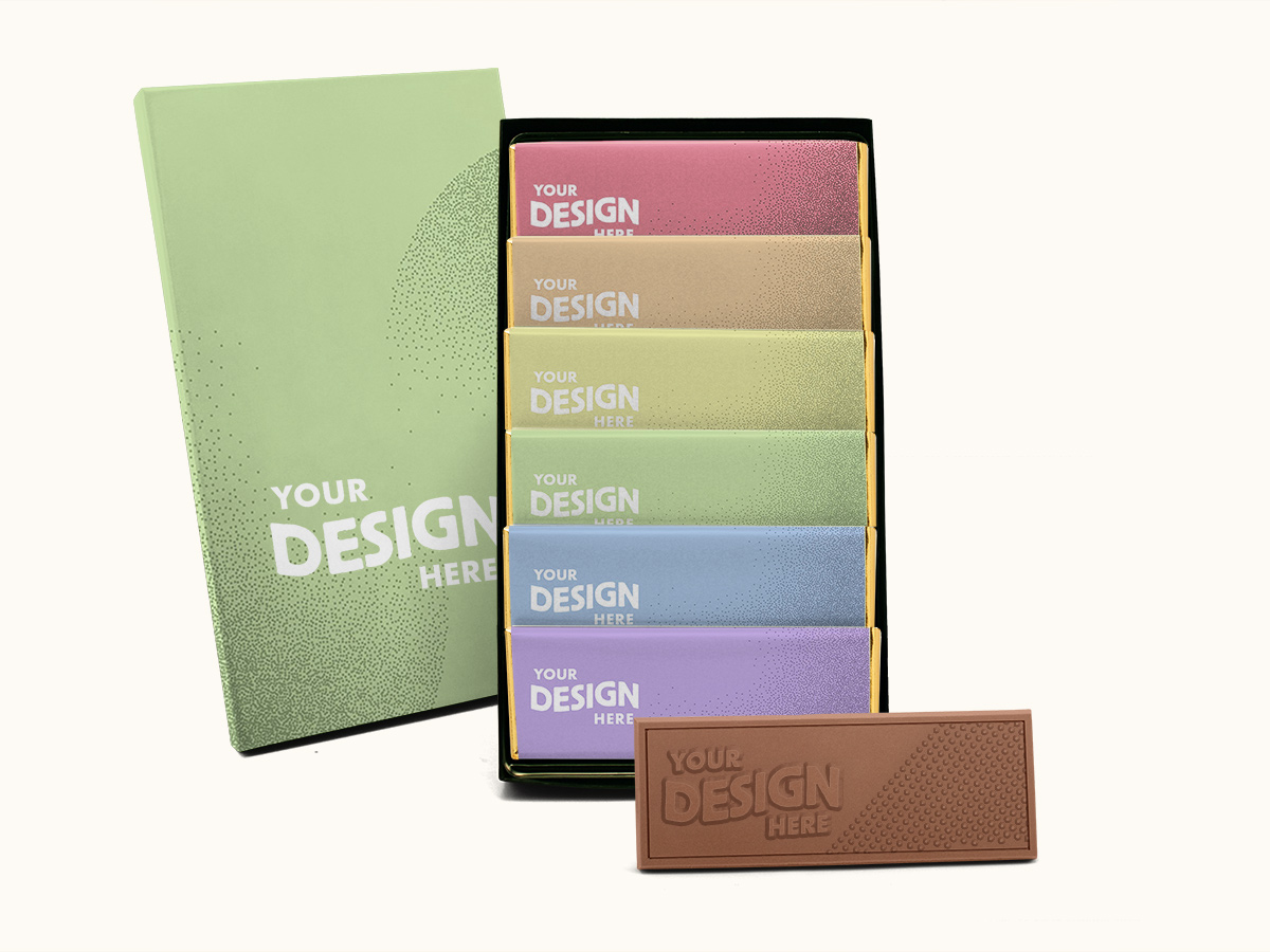 6-Pack - 2"x5" Engraved Chocolate Bar Gift Set - Multi Wrapper Design - Image 2